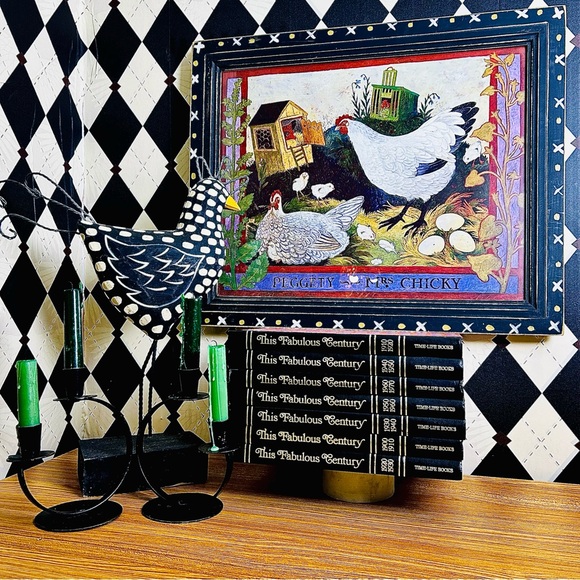 Folk Art British by Anna Pugh “Peggety and Mrs Chicky” Large Scale 23” Framed - Picture 13 of 17